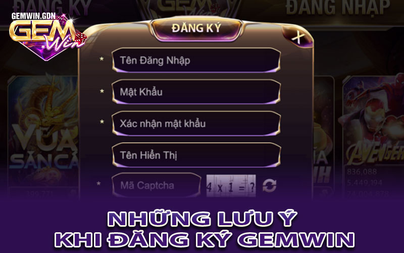 Những lưu ý khi đăng ký Gemwin